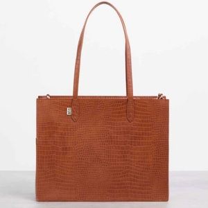 Beis The Mini Work Tote in Cognac Croc